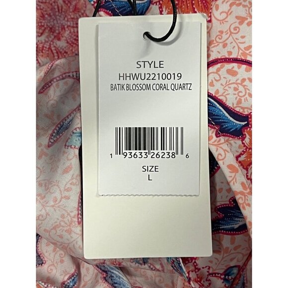 Halston Floral Ruffle V-Neck Sleeveless Top Batik Blossom Women Size Large L - Picture 9 of 10